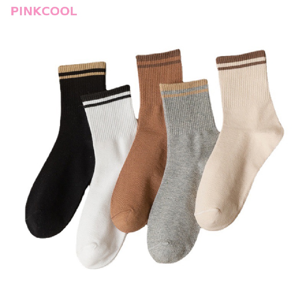 pinkcool-2-คู่-ใหม่-แฟชั่น-ถุงเท้า-สีพื้น-ลายทาง-ถุงเท้ากีฬา-ลําลอง-ผ้าฝ้าย-สบาย-ระบายอากาศ-สําหรับผู้หญิง-เด็กผู้หญิง-ขายดี