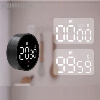 Aquarius316 นาฬิกาจับเวลาถอยหลังแบบหมุน LED 280 จอแสดงผลดิจิตอล Magnetic Multifunctional Timer สีดำ