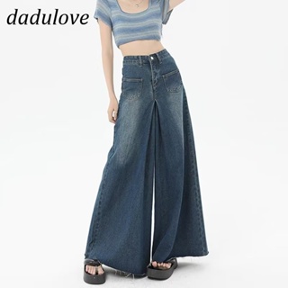 DaDulove💕 New Korean Version of Ins Raw Edge Jeans Womens High Waist Loose Wide Leg Pants Large Size Trousers