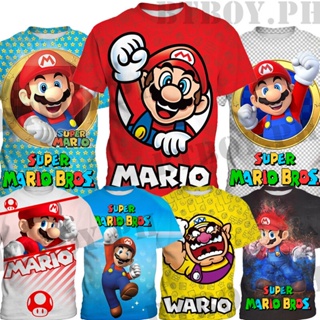 เสื้อยืดแขนสั้น พิมพ์ลาย Super Mario Bros แฟชั่นฤดูร้อน สําหรับเด็กผู้หญิง