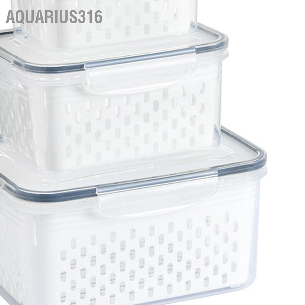 aquarius316-ตะกร้าเก็บท่อระบายน้ำ-3-ชิ้นกล่องใสภาชนะเก็บอาหารที่รั่วซึมพร้อมกระชอนที่ถอดออกได้สำหรับตู้เย็น