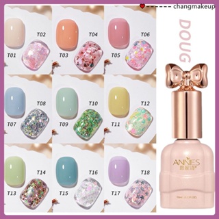 Annies ยาทาเล็บยูวีเจลโดนัท24สียาทาเล็บเจล2023ใหม่ M Acaron สีแฟลชเลื่อมส่องไฟเล็บ Cod