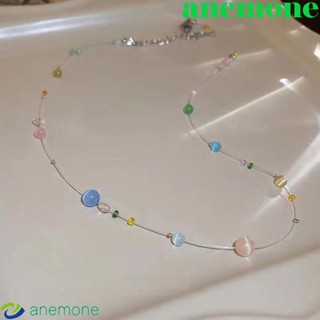 Anemone สร้อยคอโซ่ ลูกปัดเรซิ่น หลากสี สไตล์เกาหลีวินเทจ Y2k สําหรับเป็นของขวัญวันเกิด