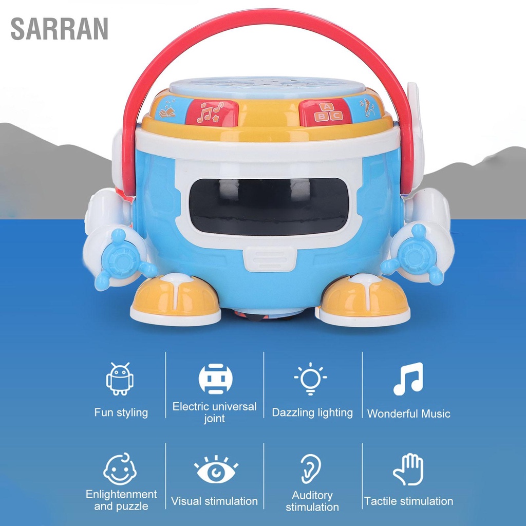 sarran-เด็กกลองหุ่นยนต์ของเล่น-360-หมุนเพลงฉายแสงทรงกระบอกการศึกษาเด็กกลองเคาะของเล่นของขวัญ