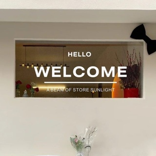 สติกเกอร์ ลายตัวอักษรภาษาอังกฤษ Welcome สําหรับติดตกแต่งกระจก หน้าต่าง ประตู