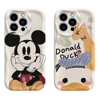 เคส iPhone 15 14 13 12 11 Pro Max X XR XS Max 8 7 6 6S + Plus SE 2020 iPhone15 iPhone14 iPhone13 iPhone12 iPhone11 ProMax XSMax iPhone8 8Plus iPhone7 7Plus Relief Cream Frame Mickey Donald Duck Soft Case