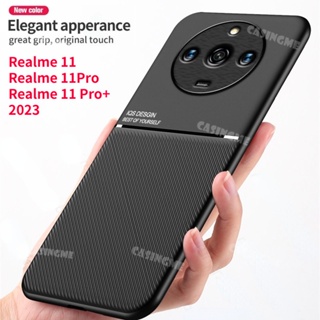เคสโทรศัพท์มือถือหนัง ซิลิโคนนิ่ม กันกระแทก พร้อมที่ตั้งวางแม่เหล็ก สําหรับ Realme11 Realmi 11 Pro+ 5G 11 11 10 Pro 5G 11Pro 11Pro Plus 11Pro+ 2023
