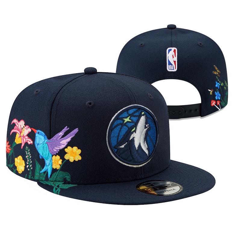 nba-minnesota-timberwolves-หมวกปีกปีกแบนแบบปรับได้หมวกกีฬากลางแจ้ง