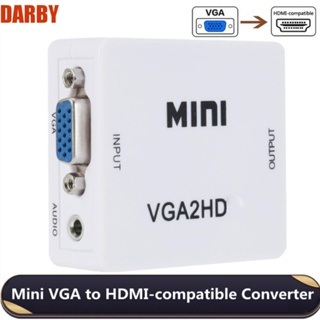 Darby อะแดปเตอร์แปลงสายเคเบิล VGA เป็น HDMI ปลั๊กแอนด์เพลย์ VGA เป็น HDMI 3.5 มม. สําหรับทีวี โปรเจคเตอร์ PC Monitor HDTV DVD