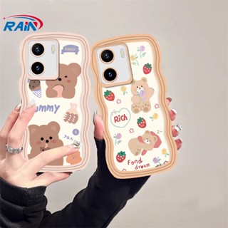 เคสโทรศัพท์มือถือ TPU ลายหมีน่ารัก ขอบคลื่น สําหรับ VIVO Y02 Y16 V25E V27E Y22S Y35 Y01 Y21T Y21S Y33S Y12 Y15 Y17 Y11 Y12S Y12A Y15S Y15A Y20S Y91C Y19 Y30 Y50