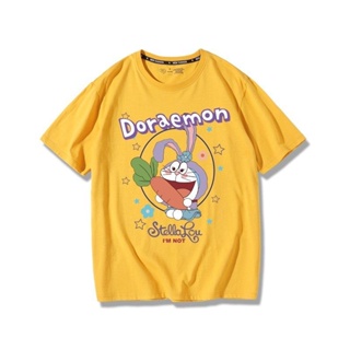 ราคาถูก Doraemon เสื้อยืดแขนสั้นพิมพ์ลายการ์ตูนกระต่ายโดราเอมอนผ้าฝ้ายแท้ใส่ได้ทั้งชายและหญิง เสื้อคู่
