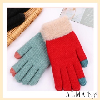 Alma ถุงมือ ผ้าถัก แบบนุ่ม ยืดหยุ่น แฟชั่นฤดูหนาว