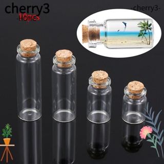 Cherry3 ขวดเปล่าเปล่า ขนาดเล็ก พร้อมจุกไม้คอร์ก สําหรับใส่ข้อความ 10 ชิ้น