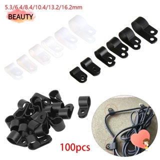 BEAUTY 100PCS Useful Durable Electrical Fittings Hardware Metal Nylon Cable Clamp