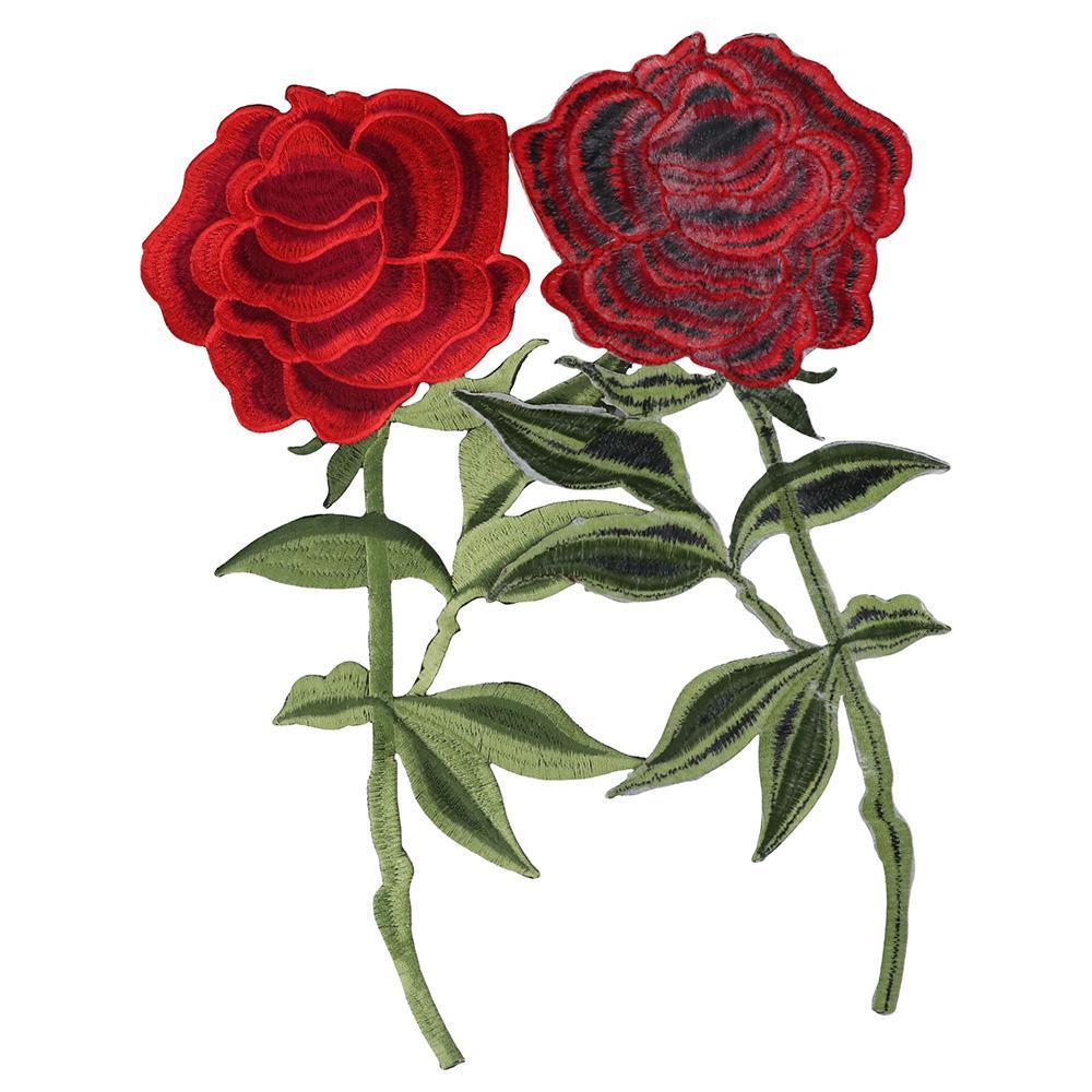 cactu-แผ่นผ้าโพลีเอสเตอร์-ปักลายดอกกุหลาบ-สีแดง-4-ชิ้น-สําหรับกระเป๋าเป้สะพายหลัง