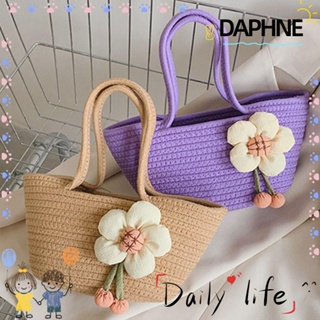 Daphne กระเป๋าฟาง กระเป๋าช้อปปิ้ง ลายดอกไม้ น่ารัก ฤดูร้อน ชายหาด
