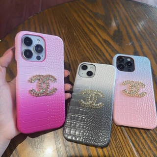 เคส iphone 14 pro เคสโทรศัพท์มือถือ ลายหนังจระเข้ ประดับเพชร ไล่โทนสี สําหรับ iPhone 14 pro 13 promax 12 12 pro 11 13 14 promax