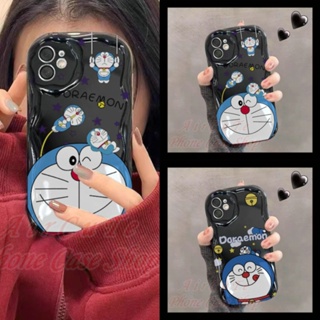 เคส iPhone 15 14 13 12 11 Pro Max X XR XS Max 8 7 6 6S Plus SE 2020 3D Relief Frame Doraemon Soft Black Case