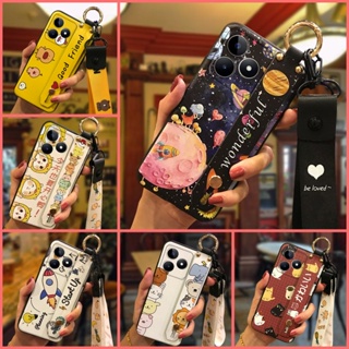 Kickstand Cartoon Phone Case For Realme C53/Narzo N53 Soft case Cute Shockproof Wrist Strap Anti-knock Back Cover