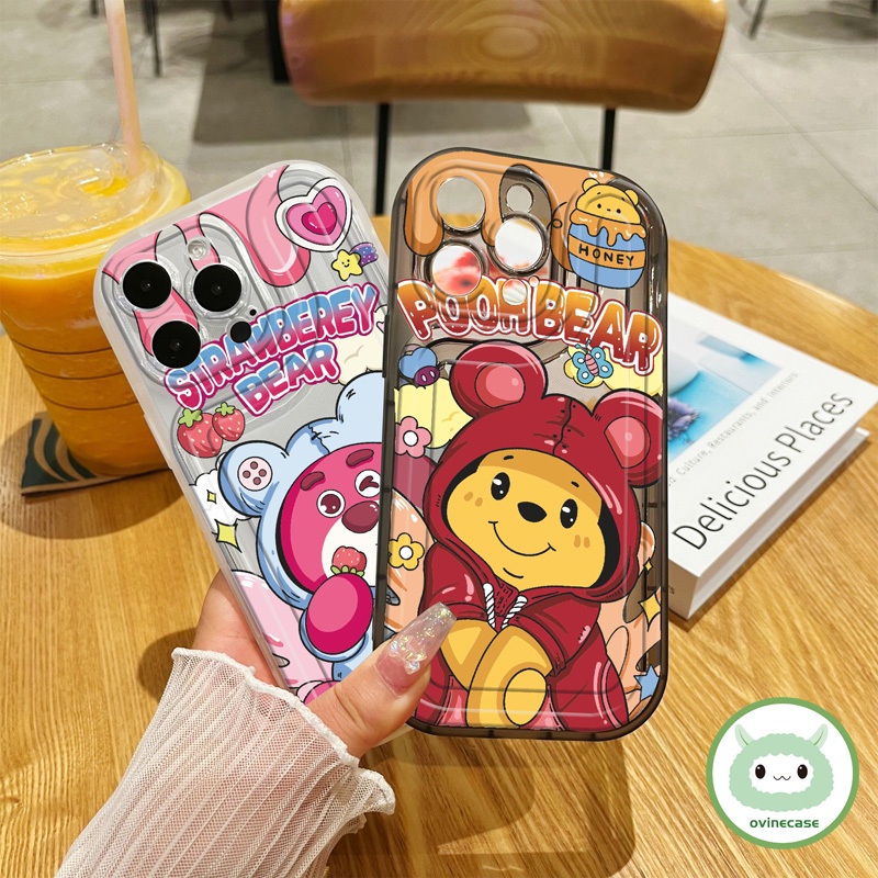 เคสโทรศัพท์มือถือซิลิโคน-tpu-ใส-กันกระแทก-ลายการ์ตูนหมีน่ารัก-สีดํา-สําหรับ-iphone-14-12-13-11-pro-max-ip-7-8-plus-iphone-x-xs-xr-xs-max