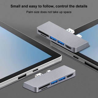 อะแดปเตอร์แยกช่องเสียบการ์ดรีดเดอร์ USB 3.0 HDMI สําหรับ Microsoft Surface Pro 7 SD TF