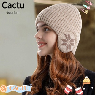 Cactu หมวกถัก ขนนิ่ม หนา เรียบง่าย หมวกลําลอง กันลม หมวกปิดหู ฤดูหนาว