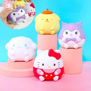 SANRIO ของเล่นตุ๊กตาอนิเมะ Hello Kitty Cinnamon Cat Kuromi น่ารัก บีบได้ ของขวัญวันเกิด สําหรับเด็ก