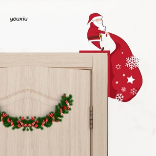 Yx สติกเกอร์ไม้ ลายคริสต์มาส ซานตาคลอส เกล็ดหิมะ สําหรับตกแต่งผนังบ้าน ออฟฟิศ