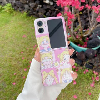 เคสโทรศัพท์มือถือ PC แข็ง แบบใส กันกระแทก ลายการ์ตูนเซเลอร์มูนน่ารัก สําหรับ Oppo Find N2 Flip Case 3in1