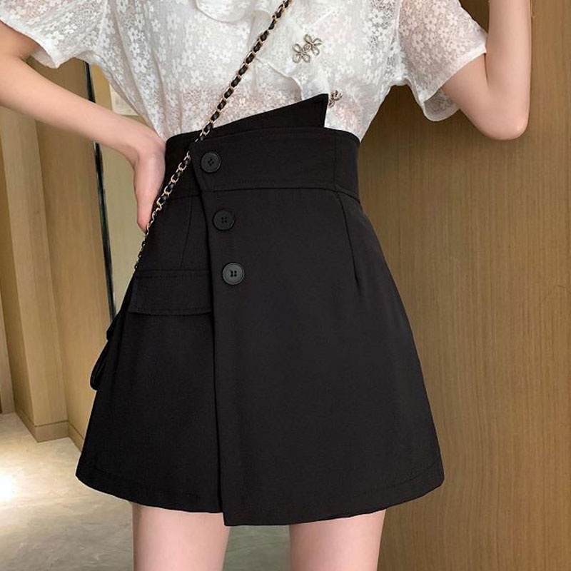 พร้อมส่ง-กระโปรงสั้นสไตล์เกาหลี-กระโปรงสั้น-เอวสูง-ทรงเอ-เซ็กซี่-สีขาว-สไตล์เกาหลี-วินเทจ