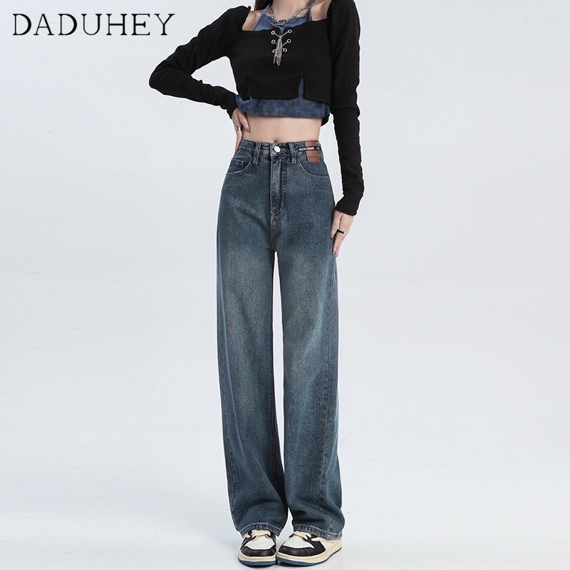 daduhey-2023-new-korean-style-washed-retro-jeans-women-niche-fashion-high-waist-loose-wide-leg-casual-mop-pants