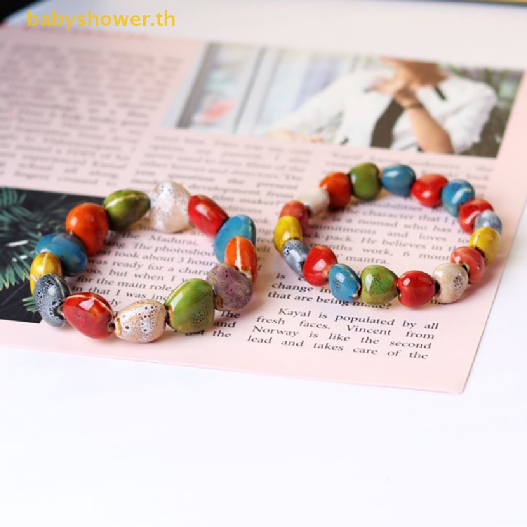 shower-doreenbeads-สร้อยข้อมือลูกปัดเซรามิค-เคลือบเซรามิค-หลากสี-แฟชั่น-1-ชิ้น-th