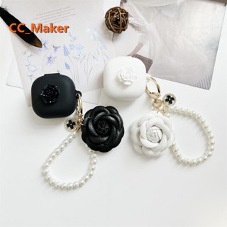 Samsung Galaxy Buds2 Pro Protective Case Creative Camellia Keychain Pendant Pearl Lanyard Samsung Galaxy Buds2 Silicone Soft Case Shockproof Case Protective Case Samsung Buds Pro / Buds Live Cover Soft Case