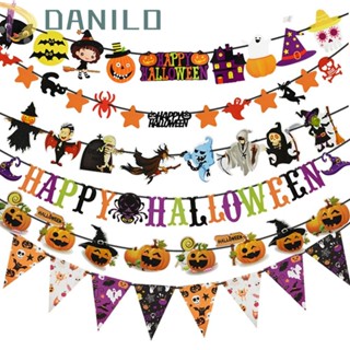 Danilo ธงแบนเนอร์รูปแมงมุมค้างคาวฟักทองสําหรับตกแต่งปาร์ตี้ฮาโลวีน 3 เมตร