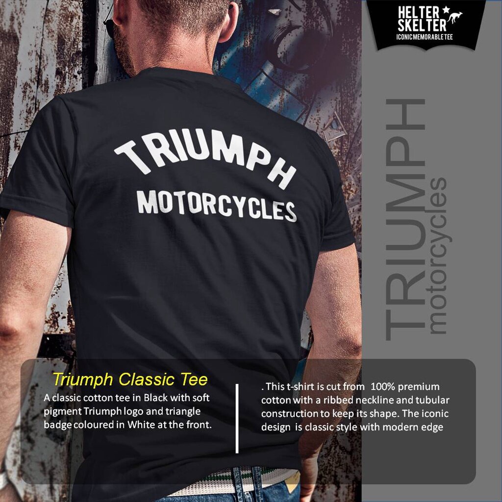 ใหม่-เสื้อยืดพิมพ์ลายพรีเมี่ยม-เสื้อยืดพิมพ์ลายแฟชั่น-triumph-motorcycle-clic-caferacer-custom-motorcycle-bikers-brothe