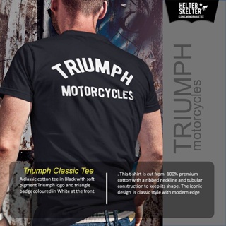 【ใหม่】เสื้อยืดพิมพ์ลายพรีเมี่ยม เสื้อยืดพิมพ์ลายแฟชั่น Triumph Motorcycle Clic Caferacer Custom Motorcycle Bikers Brothe