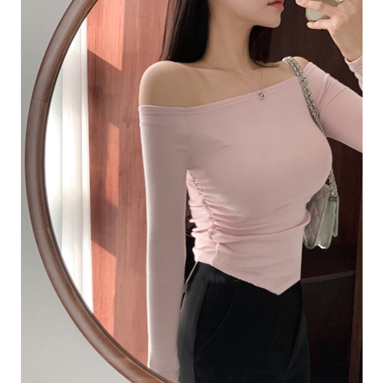 เสื้อยืดแขนยาว-เปิดไหล่-เข้ารูป-เซ็กซี่-สําหรับผู้หญิง