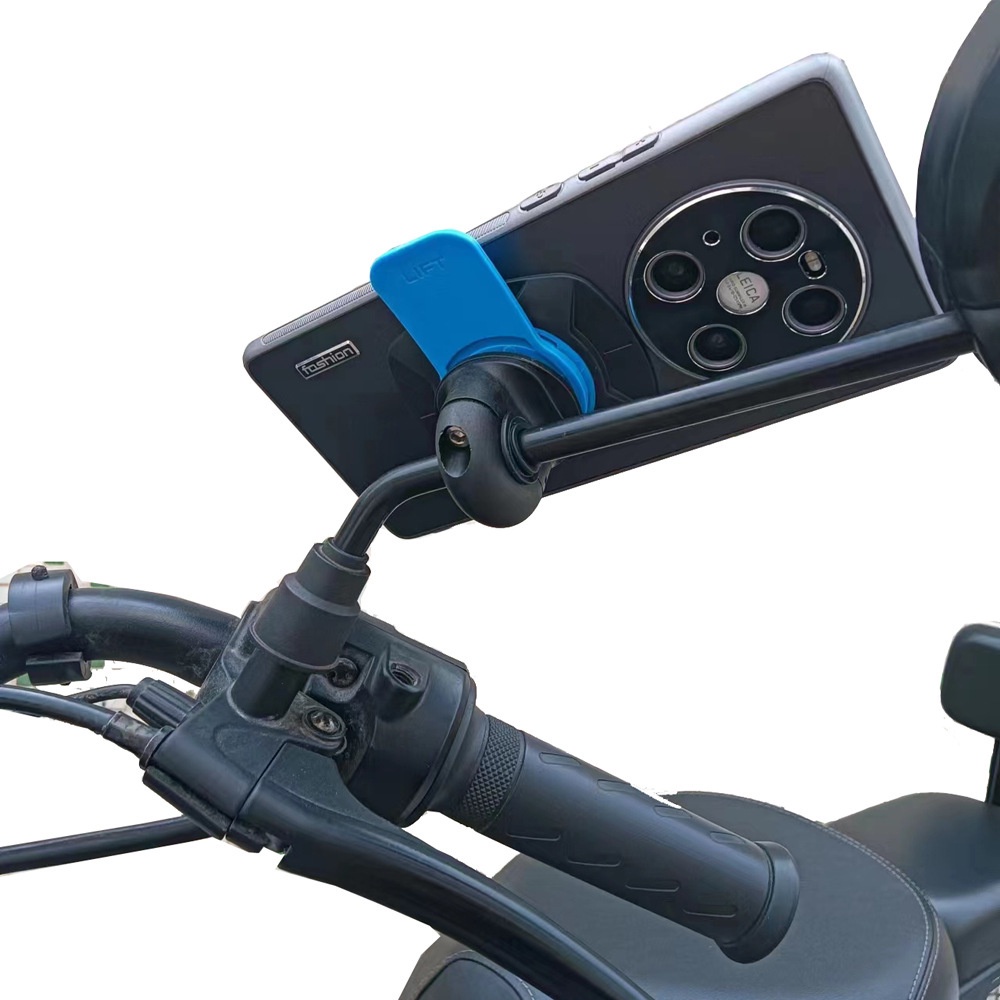 สากล-รถจักรยานยนต์กระจกมองหลังที่วางโทรศัพท์มือถือ-simple-quick-release-snap-buckle-electric-car-riding-mobile-phone-navigation-bracket-bluey