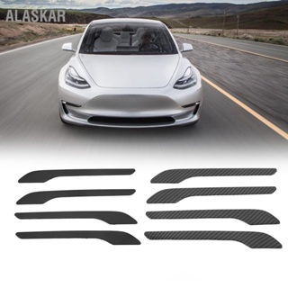 ALASKAR 4 ชิ้นที่จับประตูห่อปก ABS ที่จับด้านนอกตกแต่งสติกเกอร์ป้องกันสำหรับ Tesla รุ่น 3 2017-2020
