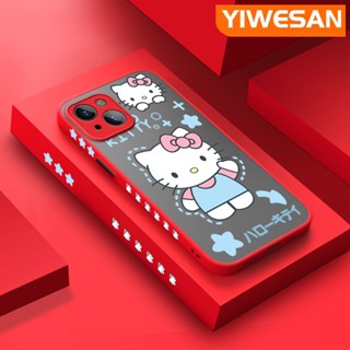 เคสซิลิโคนใส ขอบสี่เหลี่ยม กันกระแทก ลาย Hello Kitty สําหรับ iPhone 14 Pro Max 14 Plus 13 Pro Max 13 Mini