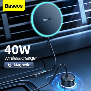 Baseus 40W / 15W รถ แม่เหล็ก ไร้สาย ที่ชาร์จโทรศัพท์ ขาตั้ง เหนี่ยวนํา ชาร์จเร็ว USB C รถ ที่ชาร์จ สําหรับ iPhone 14 13 12 Pro