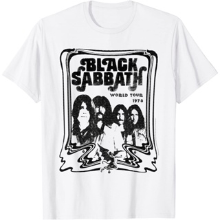 ขายดี เสื้อยืดคอกลม ผ้าฝ้าย พิมพ์ลาย Black Sabbath World Tour 78 B&amp;W แฟชั่นคลาสสิก สําหรับผู้ชาย 816988