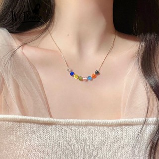 We Flower ins อินเทรนด์ ที่มีสีสัน เรซิน หัวใจ ลูกปัด สร้อยคอ สําหรับผู้หญิง เด็กผู้หญิง เกาหลี น่ารัก สายรุ้ง รัก เสน่ห์ สร้อยคอโช้คเกอร์ เครื่องประดับ อุปกรณ์