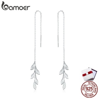 bamoer Silver 925 Leaves Stud  Earrings for Women Insect Dazzling Statement Hypoallergenic Jewelry Gifts for Kids SCE987