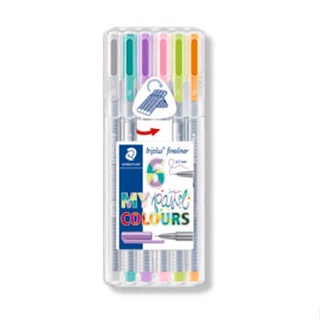 STAEDTLER ชุดปากกา รุ่น triplus fineliner สีพาสเทล ขนาด 0.3 มม. บรรจุ 6 สี/กล่อง