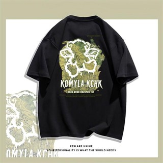 【สปอตสินค้า】 เสื้อยืดแขนสั้นพิมพ์ลาย Angel Bear สำหรับผู้หญิง unisex ผ้าฝ้ายลำลอง