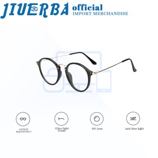 JIUERBA แว่นตาสายตาสั้น กรอบเมทัลลิก ทรงกลม ป้องกันรังสียูวี ป้องกันแสงสีฟ้า สไตล์คลาสสิก เรโทร แฟชั่นสําหรับผู้ชาย และผู้หญิง