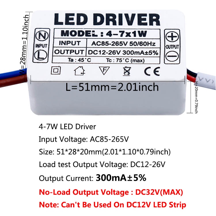 LED Driver Isolatiedriver Voeding Hoogvermogen 300mA, 1 3W, 4 7W, 8 12W 12 18w 18 25w 25 36w Transformator 18 25w 300ma 3528549567