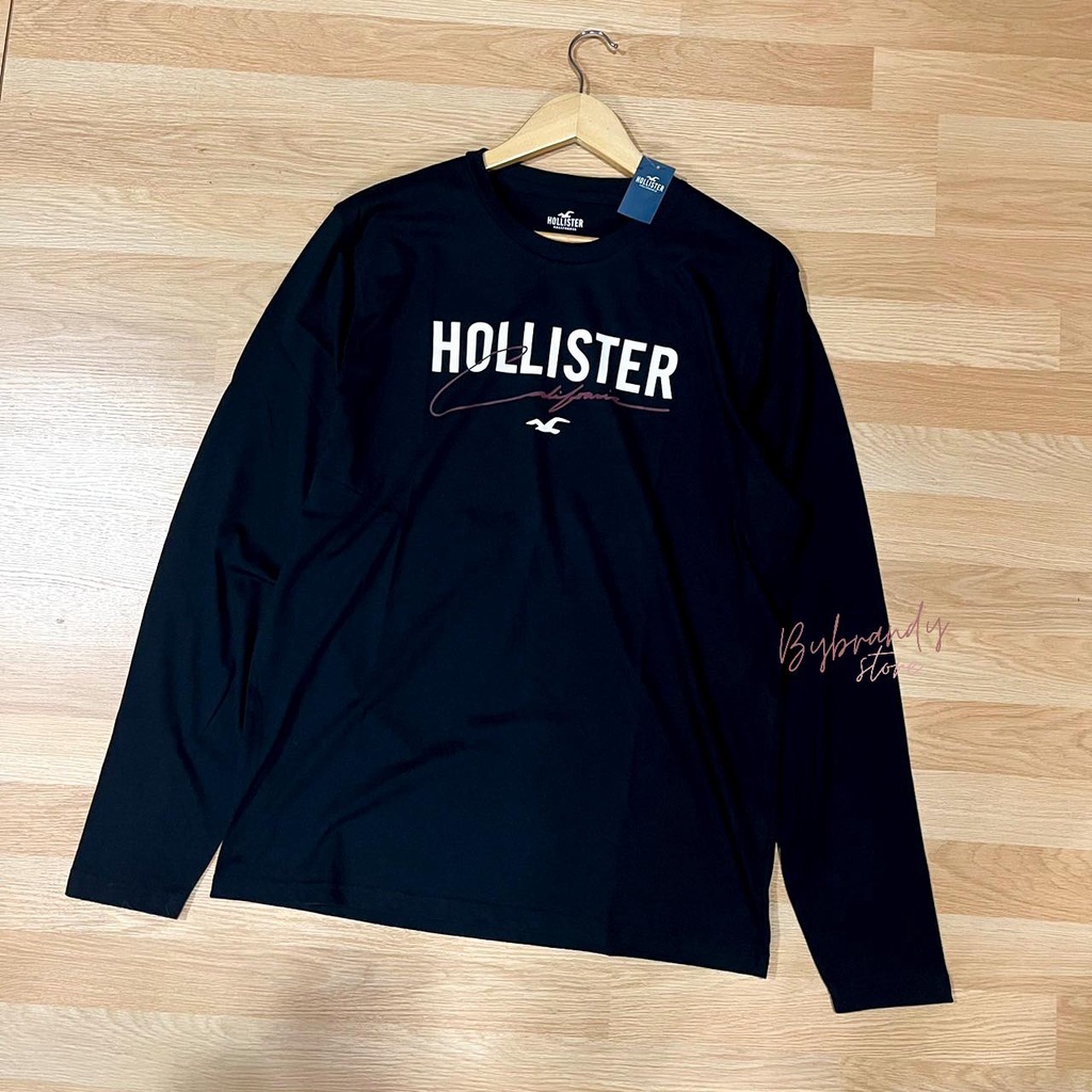 เสื้อยืดแขนยาว-เสื้อแขนยาว-คอกลม-ผ้าคัตต้อน-เบาสบาย-hollister-แท้