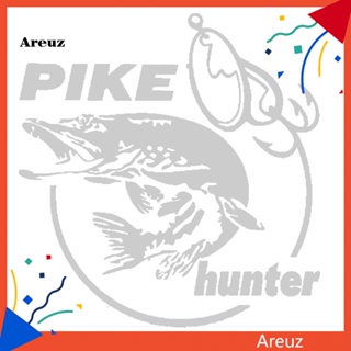 Are สติกเกอร์สะท้อนแสง PET ลาย Pike Hunter Fish สําหรับติดตกแต่งประตู หน้าต่าง แล็ปท็อป